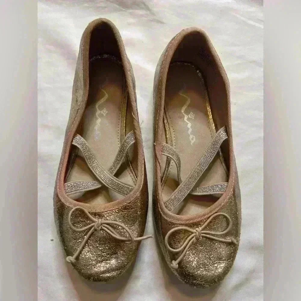 Nina Girls Size 13 Flats Gold Metallic